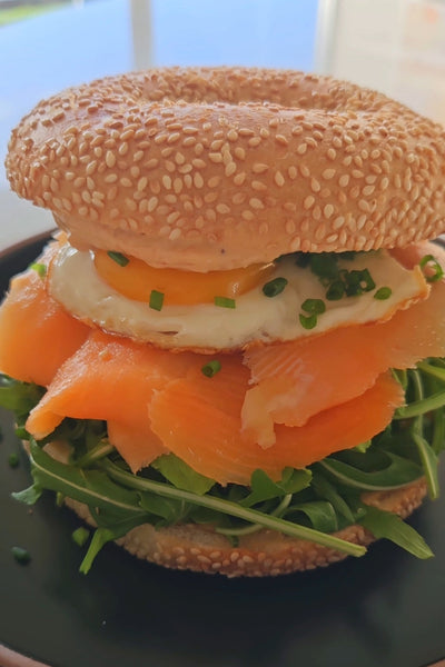Smoky Gochujang Salmon Bagel
